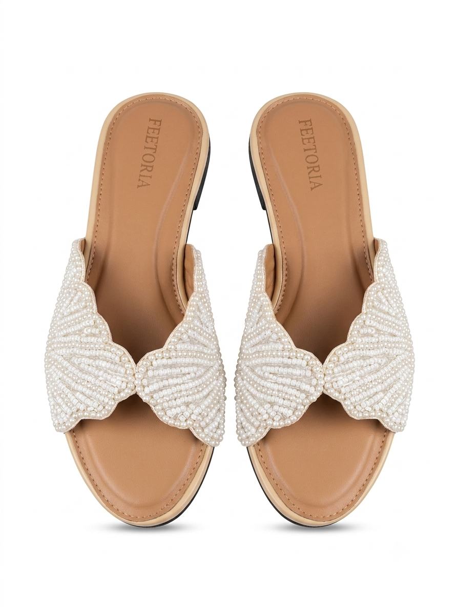 Hand-Beaded Ivory Flats