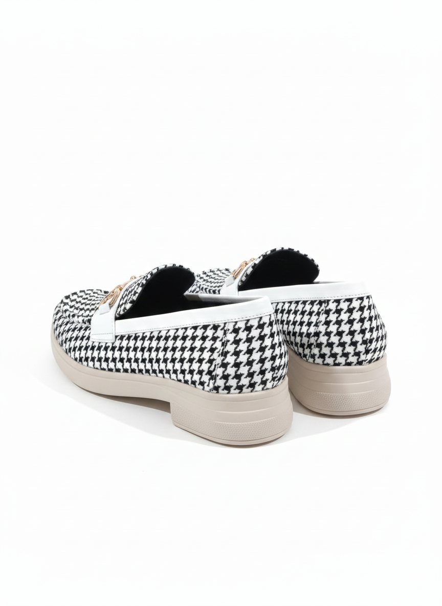 Black & White Houndstooth Loafers