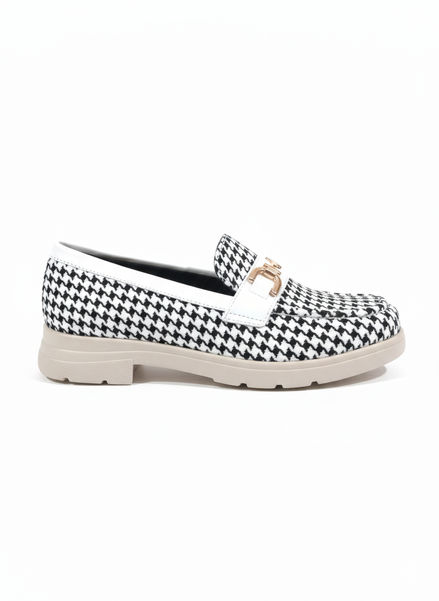 Black & White Houndstooth Loafers