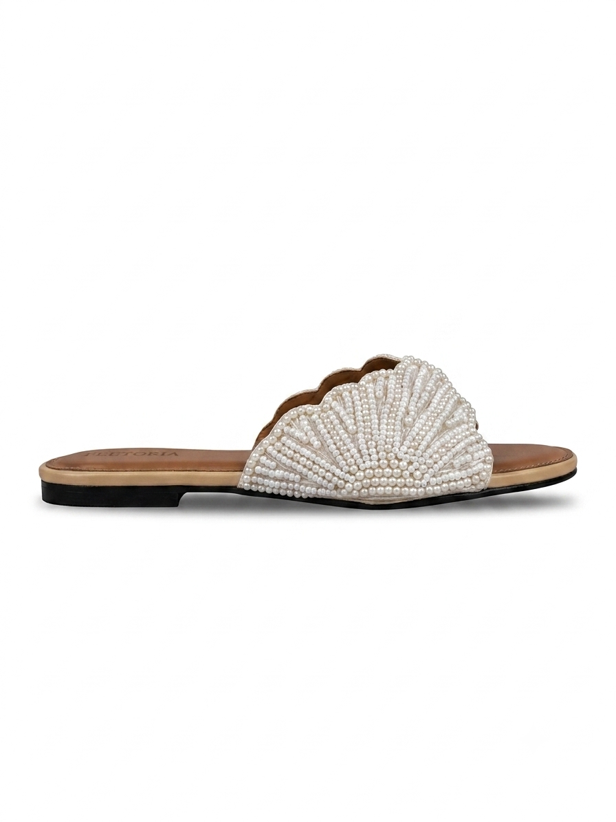 Hand-Beaded Ivory Flats