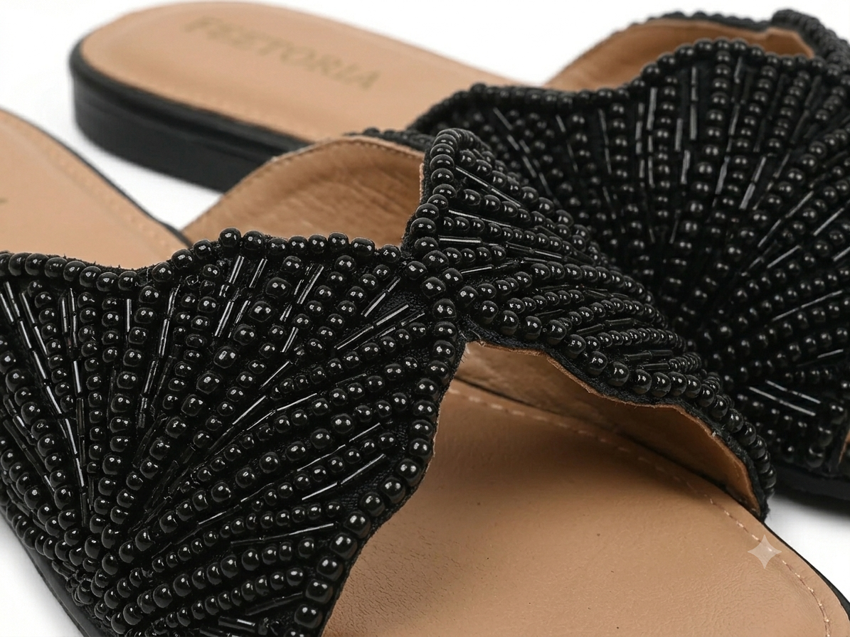Hand-Beaded Ivory Flats