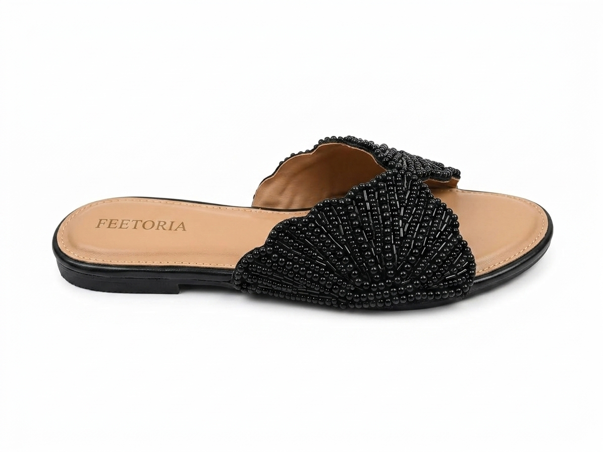 Hand-Beaded Ivory Flats