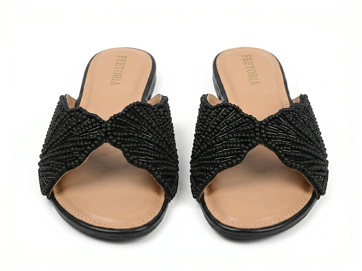 Hand-Beaded Ivory Flats