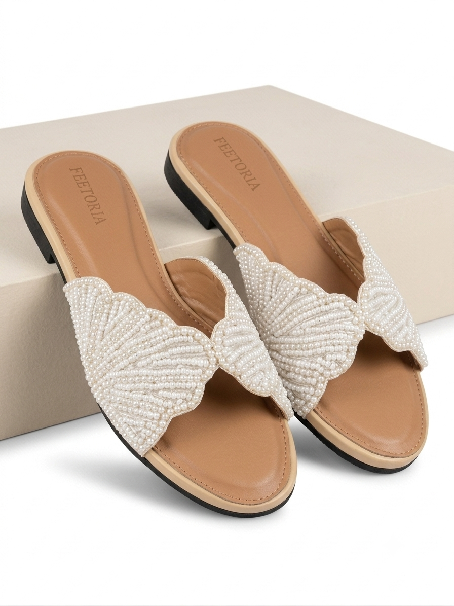 Hand-Beaded Ivory Flats