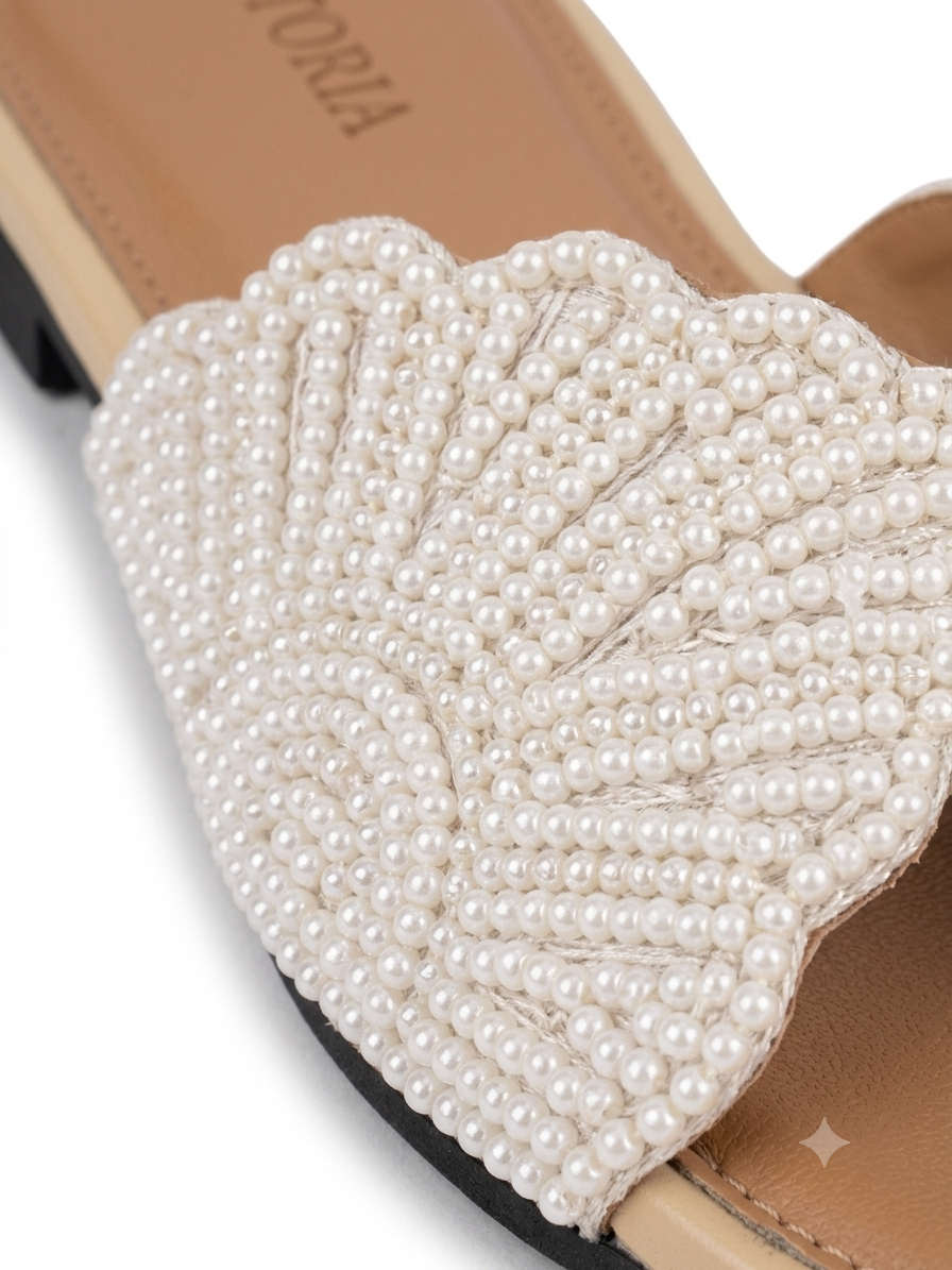 Hand-Beaded Ivory Flats